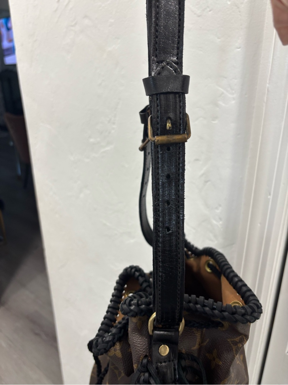 Monogram Drawstring Bucket Bag in Brown and Black with Original Dustbag - Picture 8 of 16